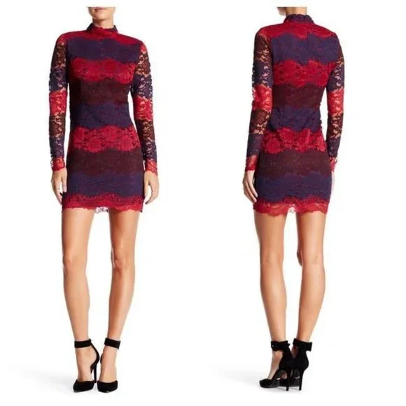 Romeo & Juliet Couture Long Sleeve Lace Dress Medium - Picture 2 of 7